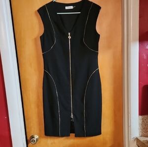 Calvin Klein Black Dress with Gold Zipper Detail
